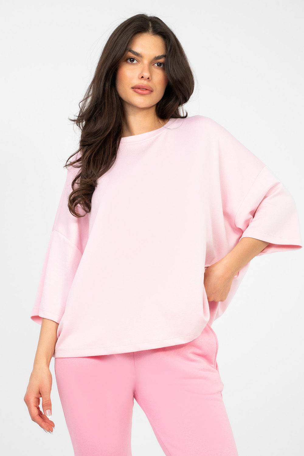 Rue Paris Light Pink Short Sleeve Blouse