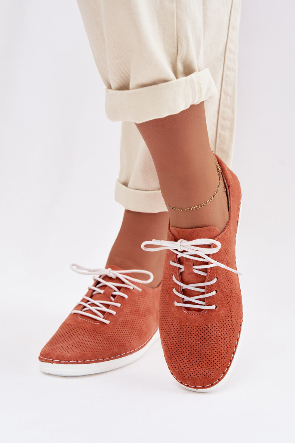 Step In Style Orange Suede Lace Up Shoes