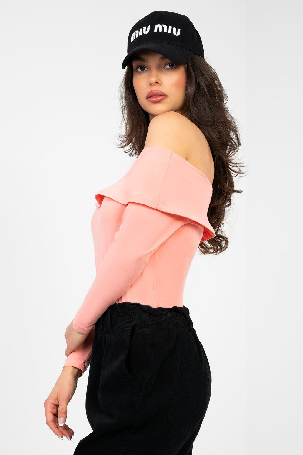 Rue Paris Peach Bodycon Off Shoulder Blouse - view 2