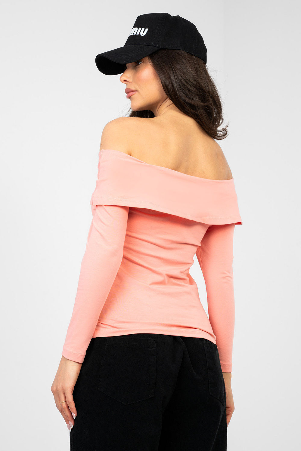 Rue Paris Peach Bodycon Off Shoulder Blouse - view 3