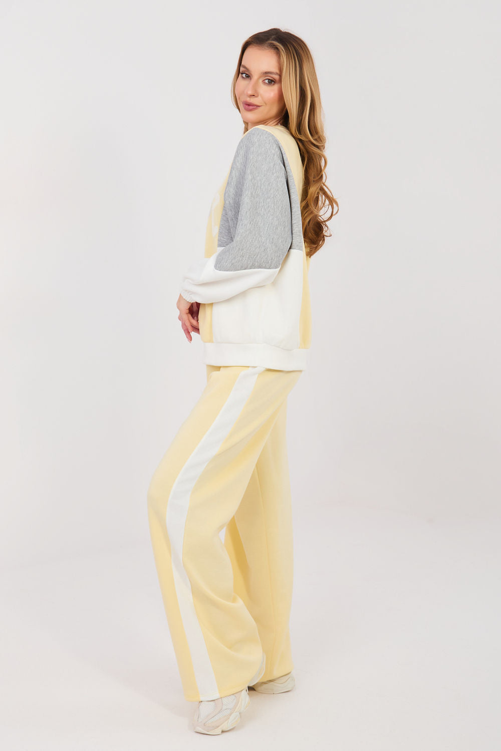 Rue Paris Light Yellow Sequin Wide Leg Co-Ord Set - view 3