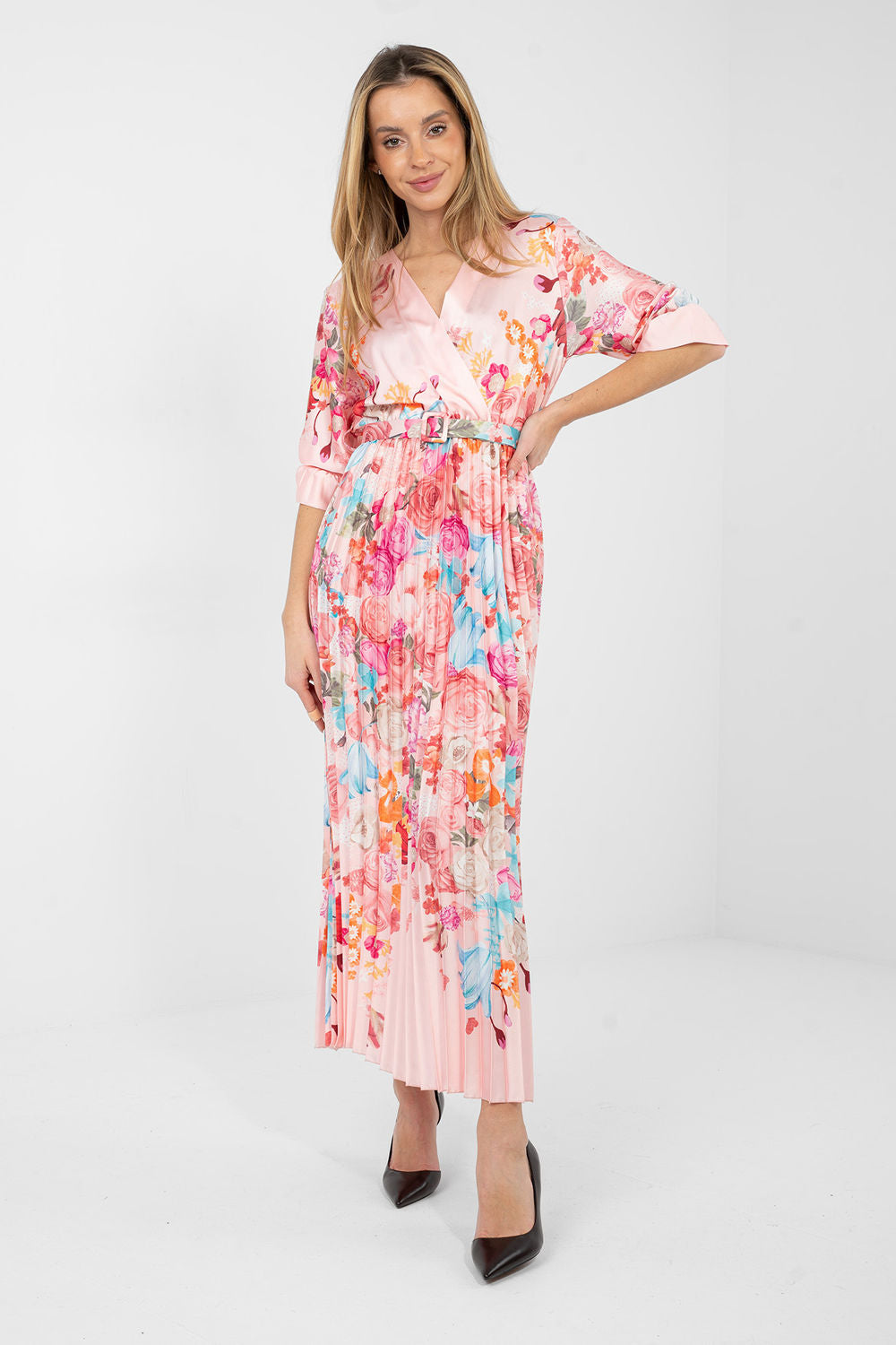Italy Moda Light Pink Maxi Floral Dress