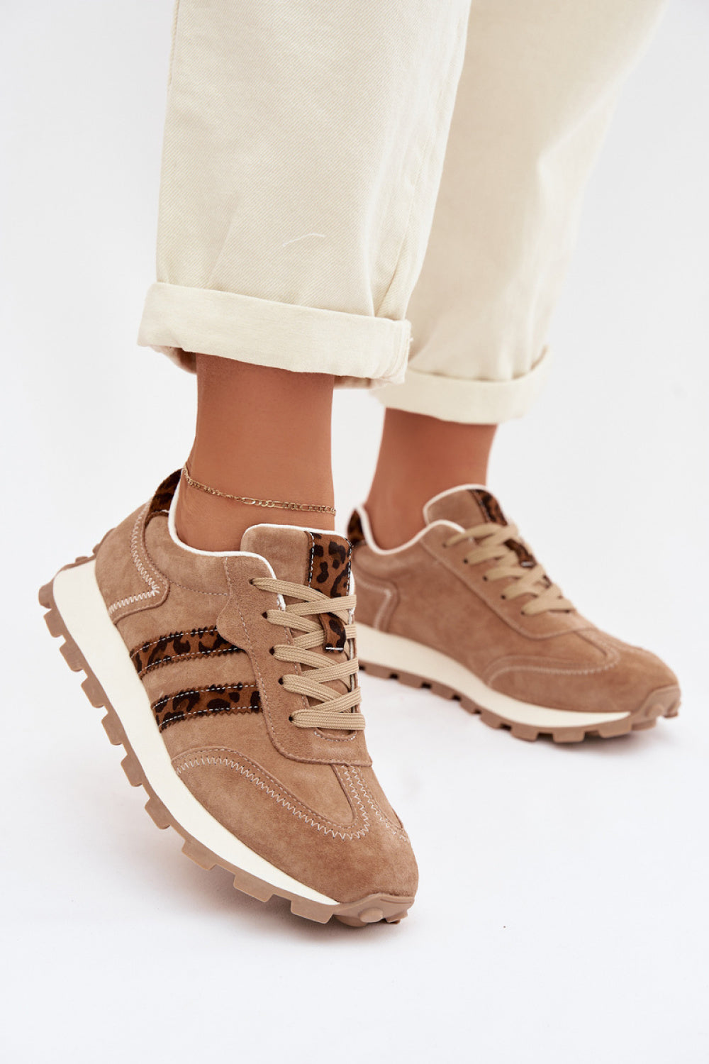 Step In Style Brown Suede Platform Trainers