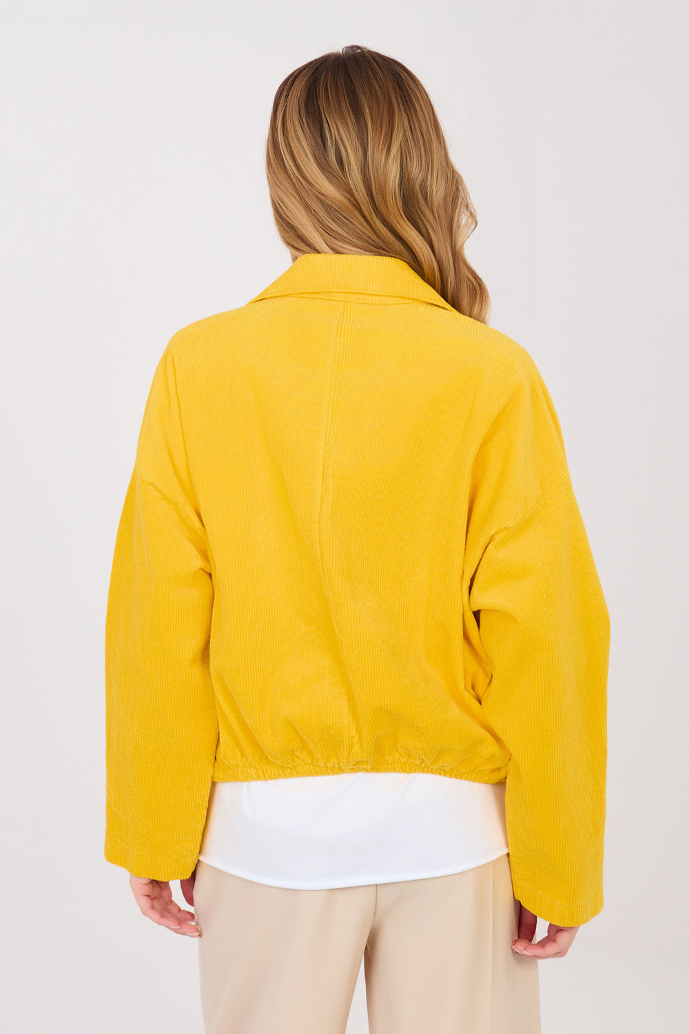 Rue Paris Dark Yellow Long Sleeve Cotton Corduroy Jacket - view 3