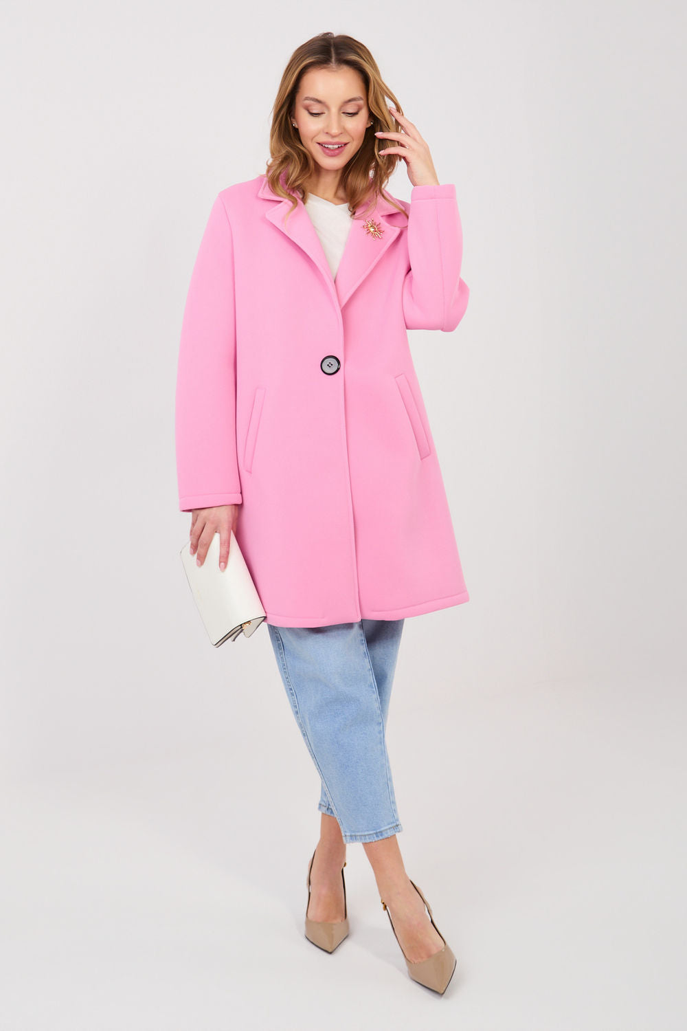 Rue Paris Pink Long Sleeve Coat