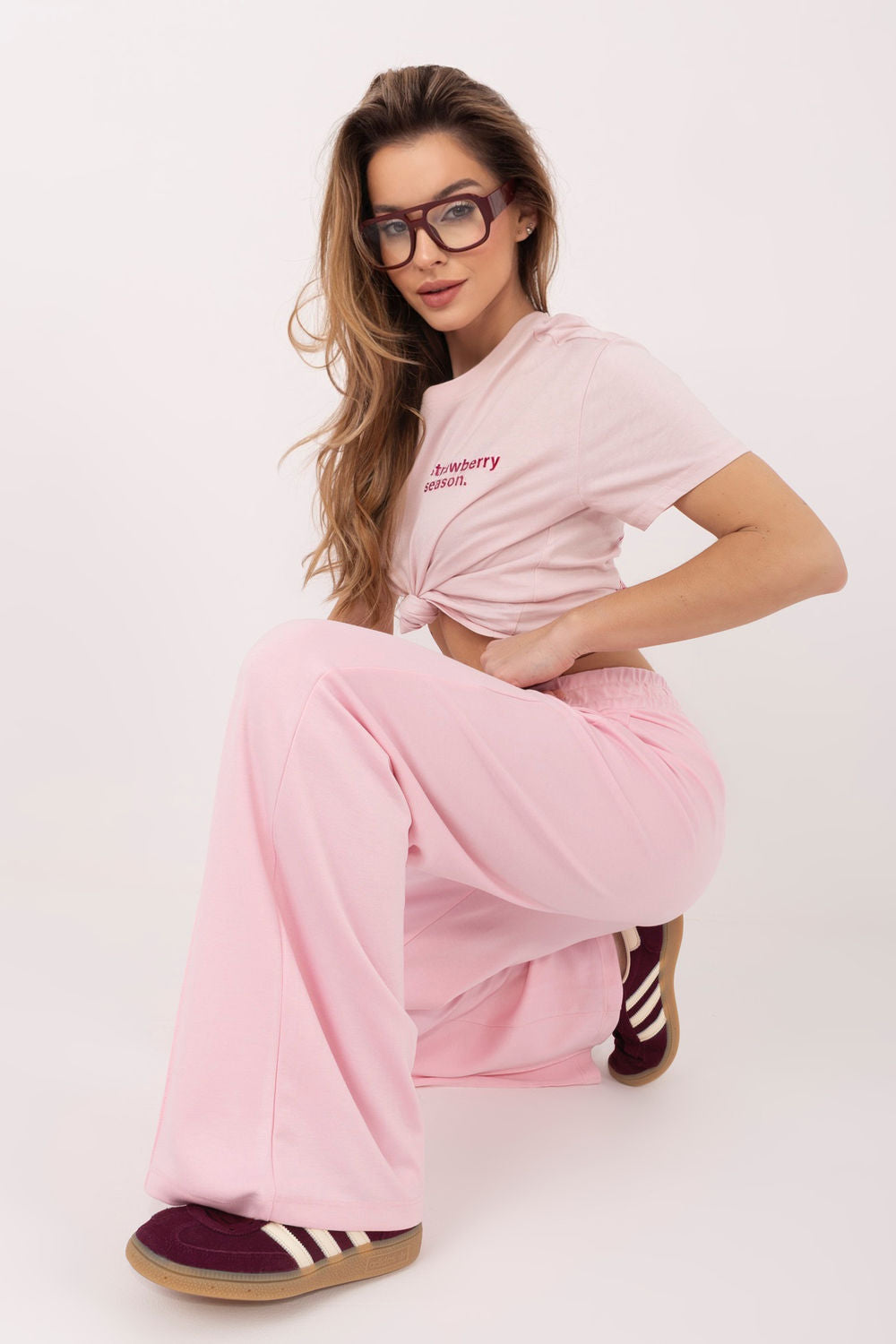 Rue Paris Light Pink Wide Leg High Waisted Joggers - view 2