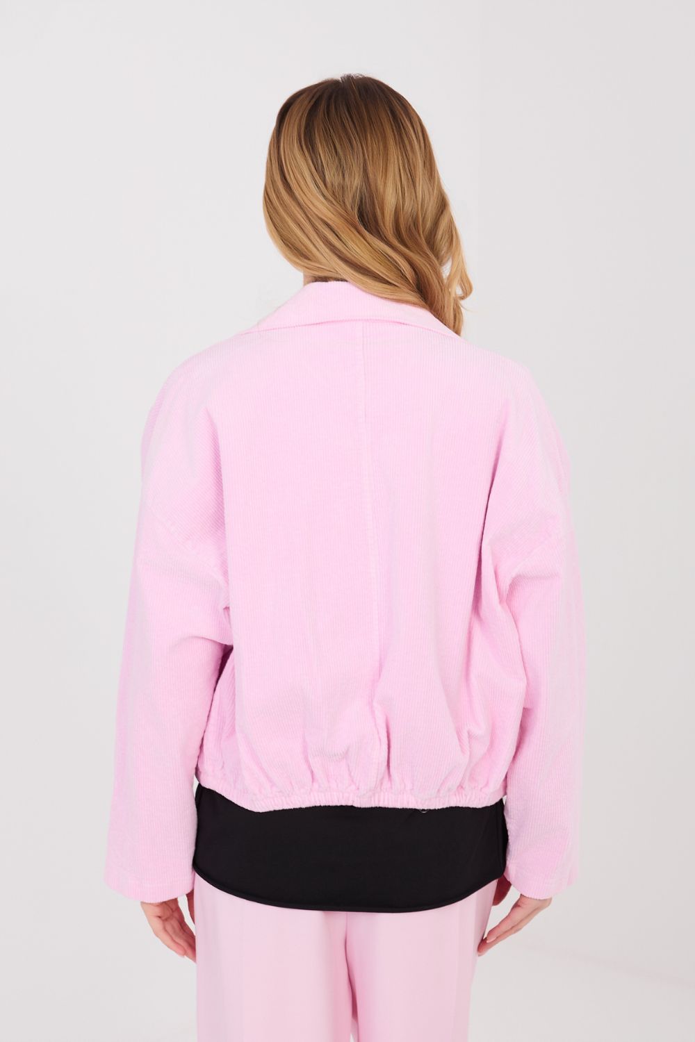 Rue Paris Light Pink Long Sleeve Cotton Corduroy Jacket - view 4