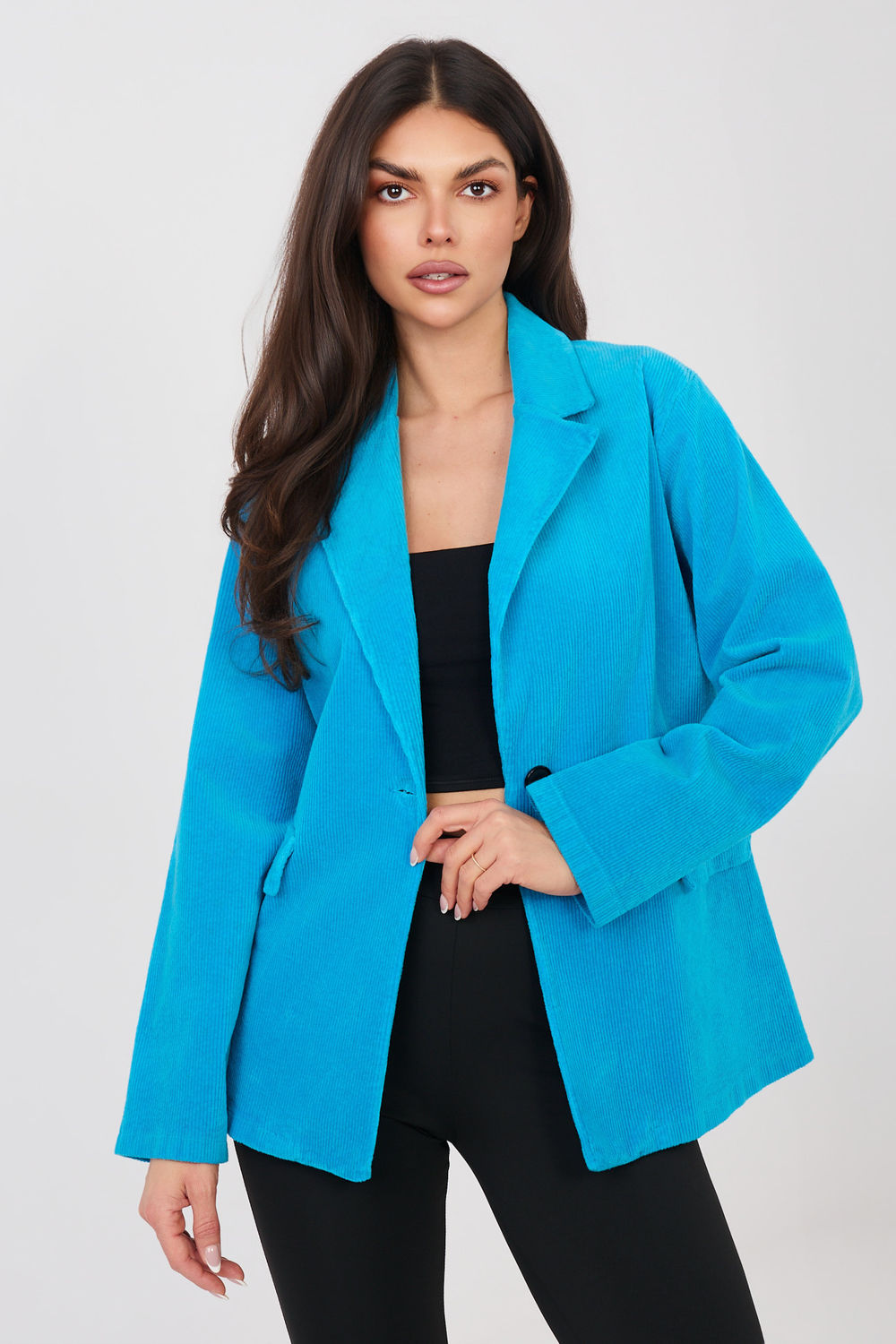Rue Paris Blue Long Sleeve Cotton Jacket