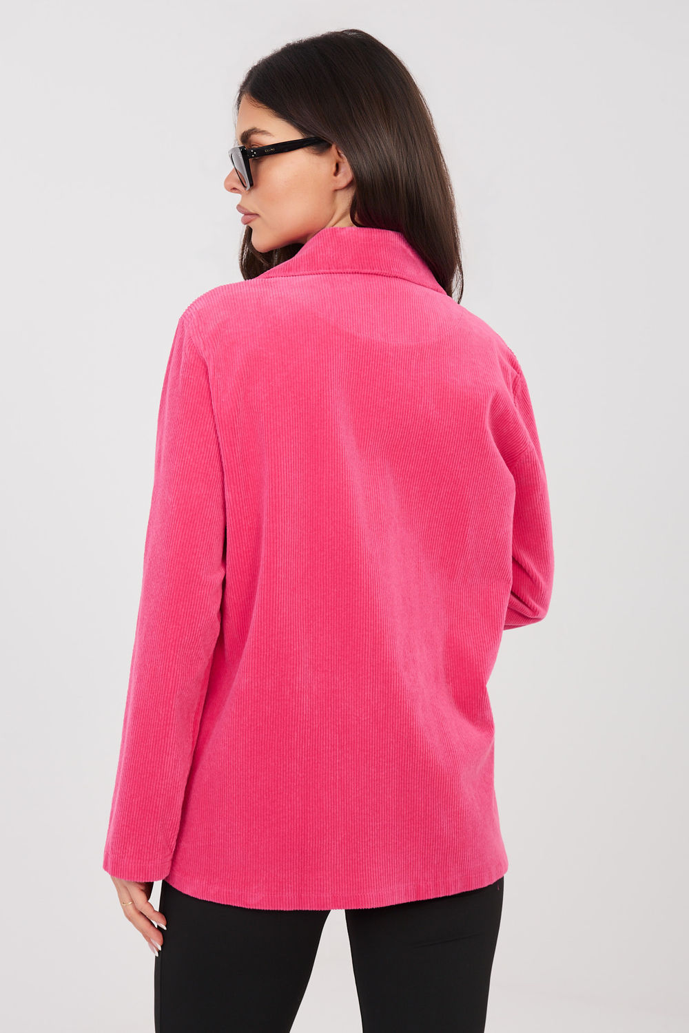 Rue Paris Fuchsia Long Sleeve Cotton Jacket