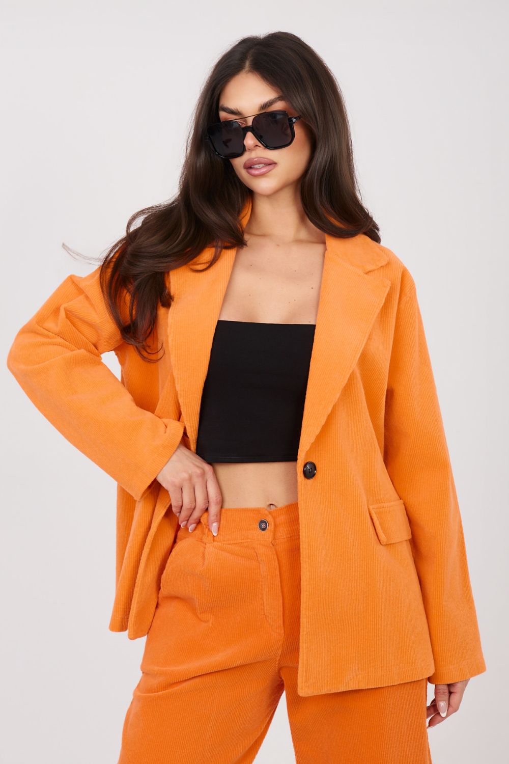 Rue Paris Orange Long Sleeve Cotton Jacket - view 3
