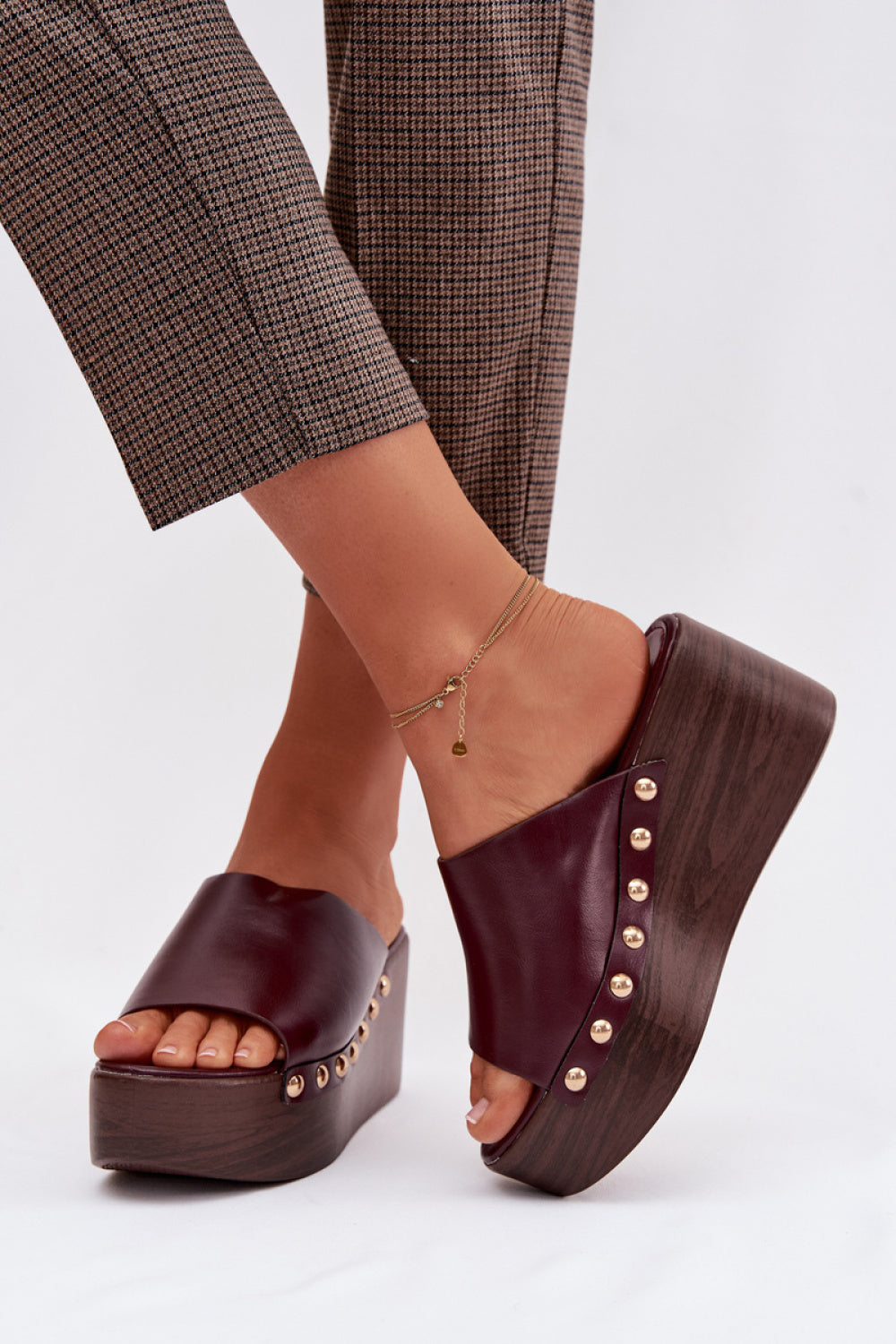 Step In Style Farinelle Burgundy Faux Leather Platform Wedge Sandals - view 3