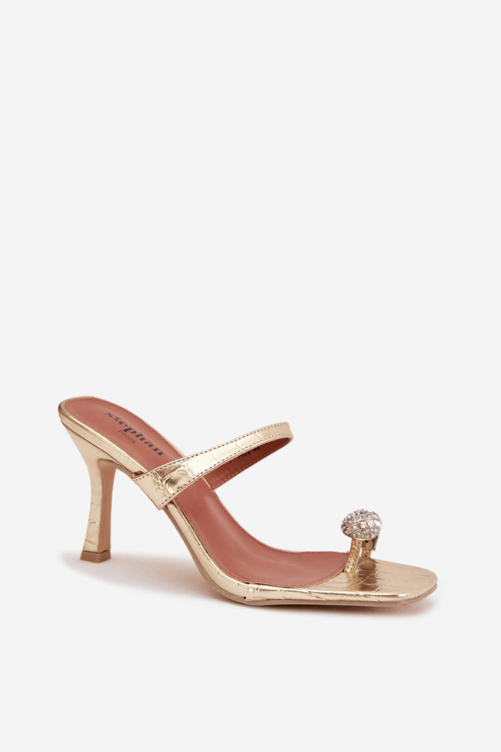 Step In Style Lorissa Gold Faux Leather Stiletto Heeled Sandals - view 2