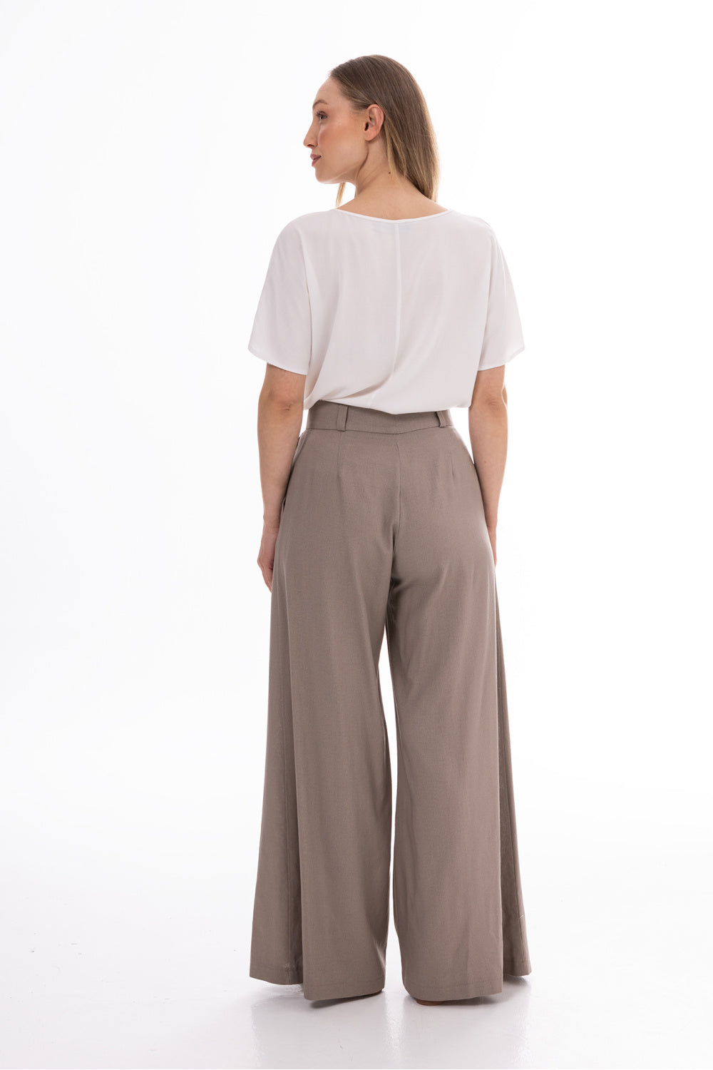 Awama Latte Pleated High Waisted Trousers - view 3