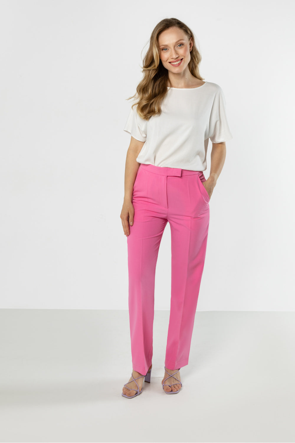 Awama Pink High Waisted Trousers