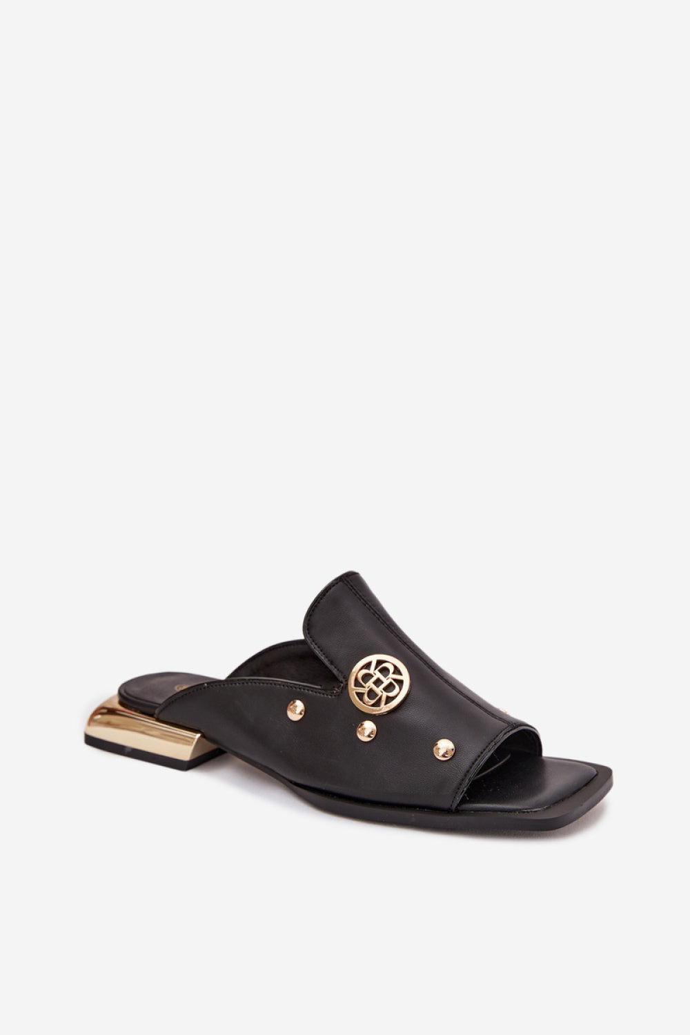 Step In Style Black Leather Flat Flip Flops - view 2
