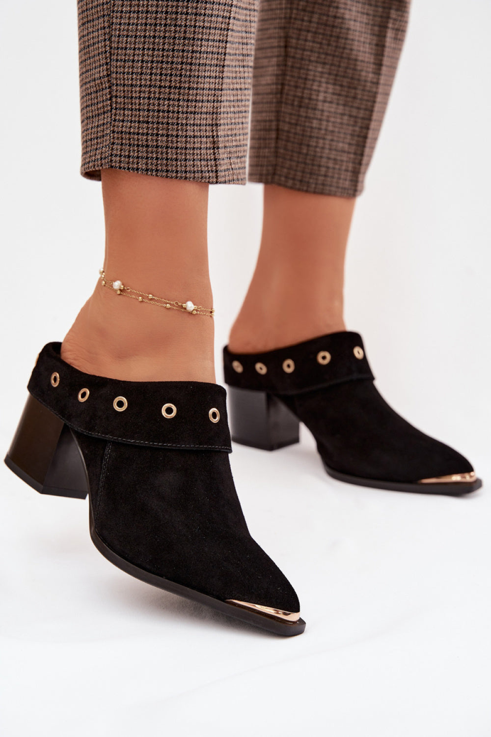Step In Style Black Suede Heeled Sandals
