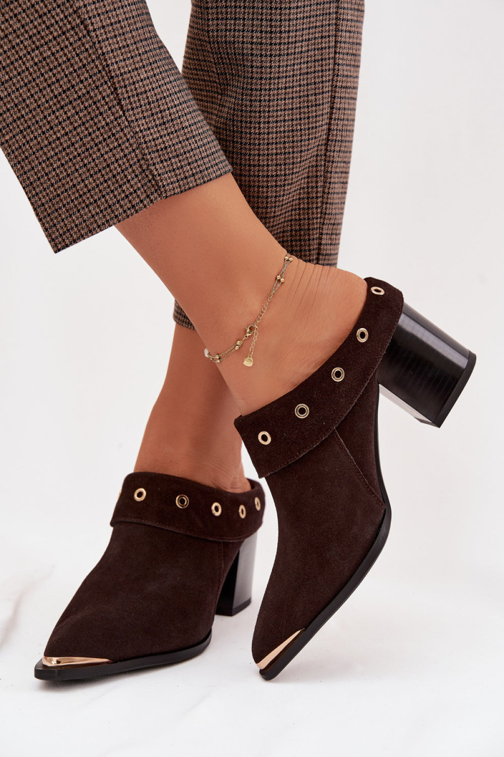 Step In Style Chocolate Suede Block Heel Heeled Sandals - view 3
