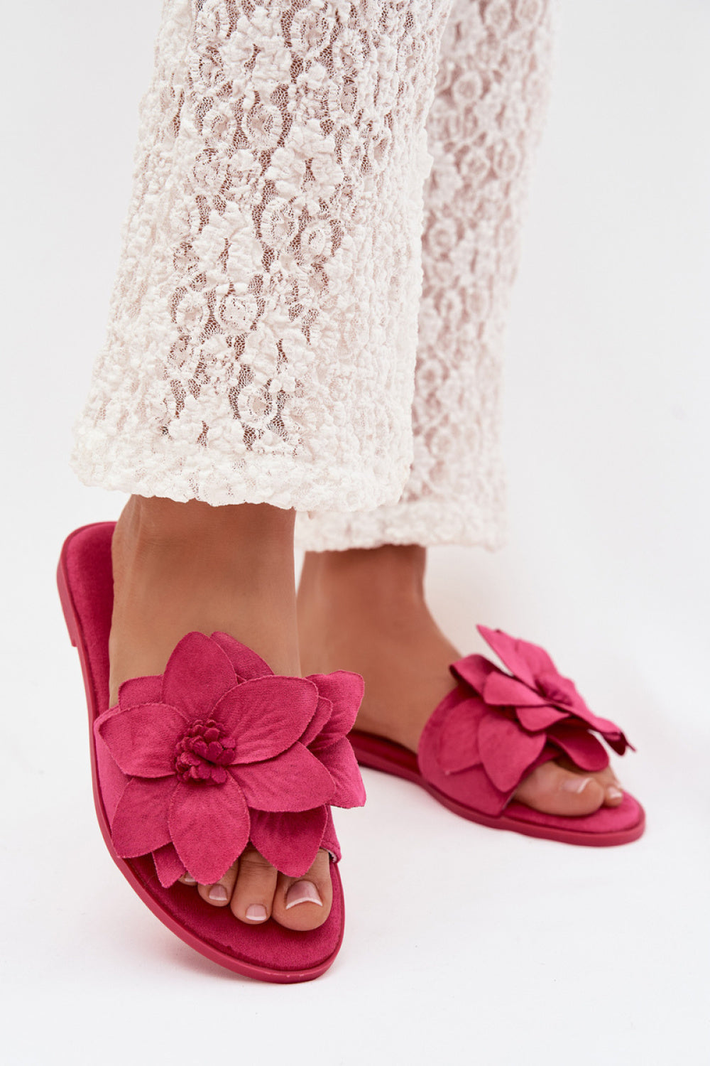 Step In Style Elzoria Fuchsia Faux Suede Flat Flip Flops