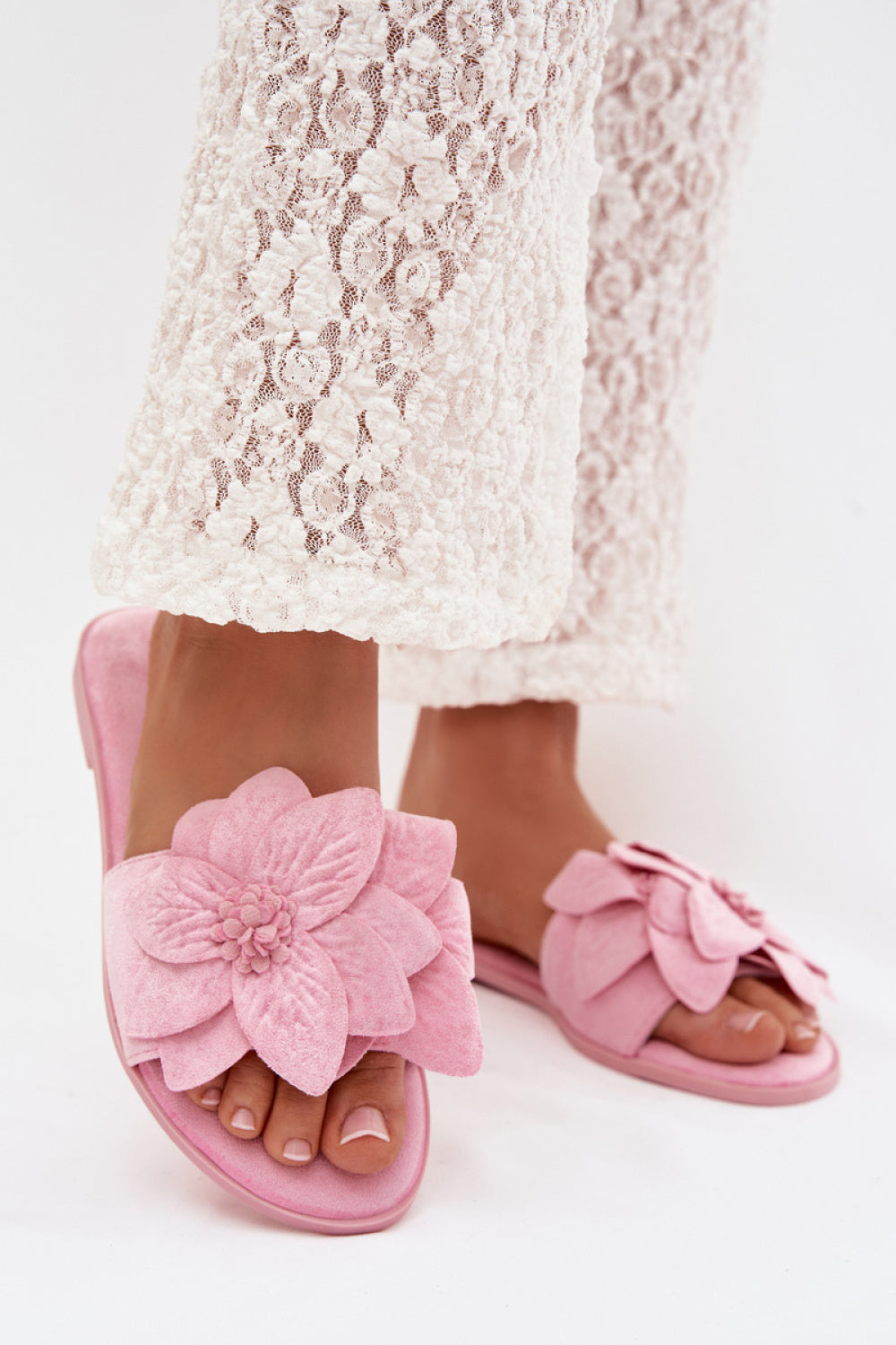 Step In Style Elzoria Pink Faux Suede Flat Flip Flops