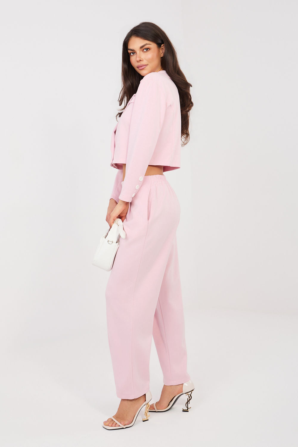 Rue Paris Light Pink High Waisted Long Sleeve Co-Ord Set - view 2