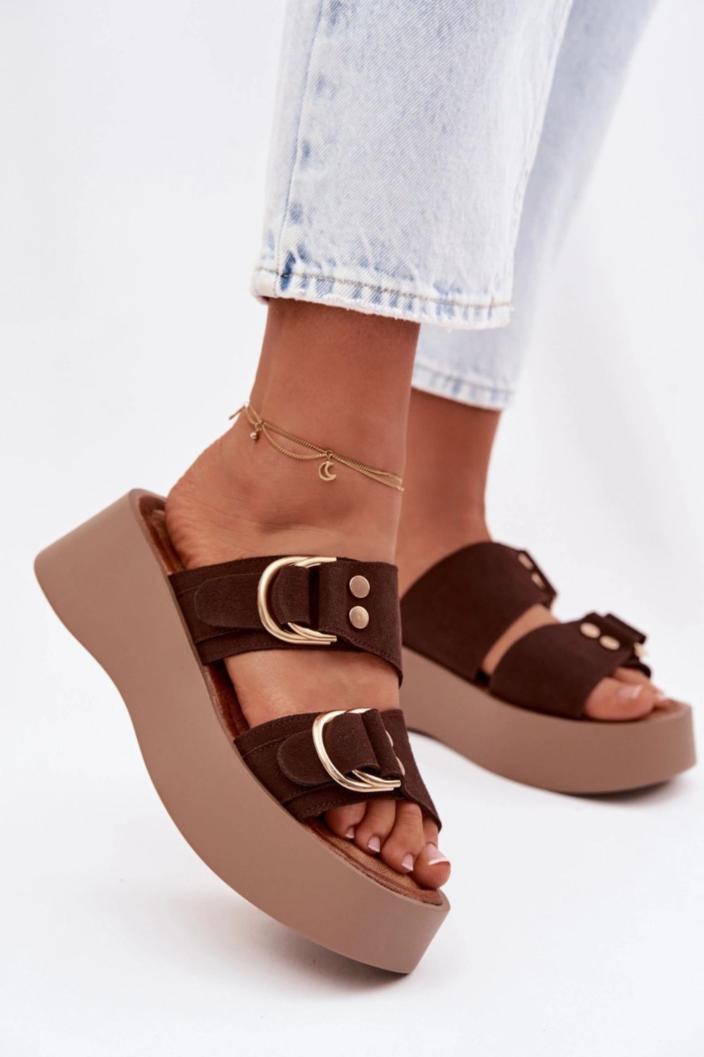 Step In Style Nelirae Chocolate Faux Suede Platform Sandals - view 4