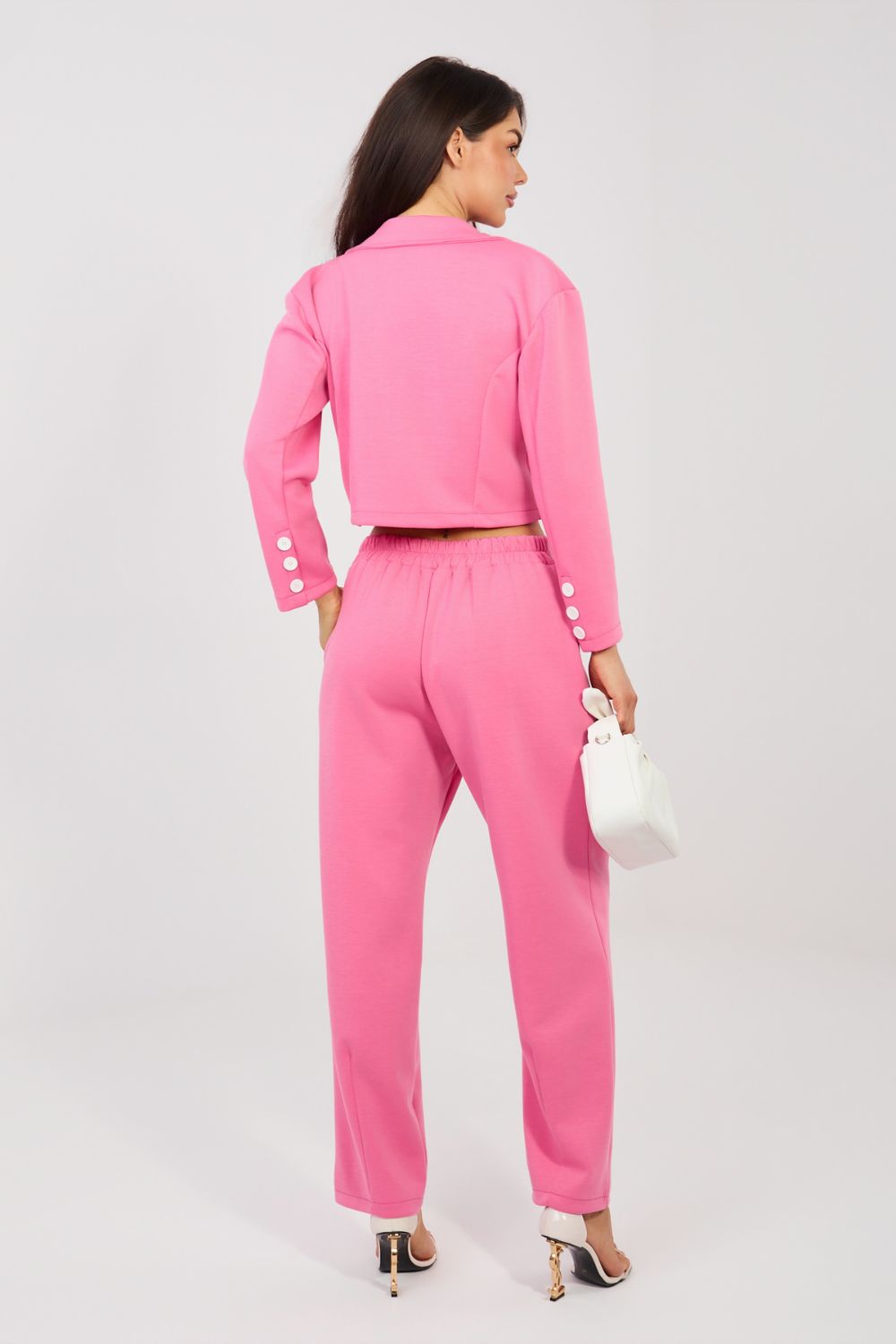 Rue Paris Dark Pink High Waisted Long Sleeve Co-Ord Set - view 4