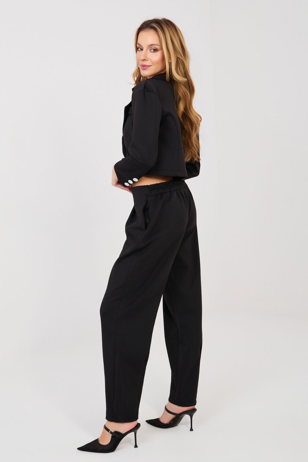 Rue Paris Black High Waisted Long Sleeve Co-Ord Set - view 2