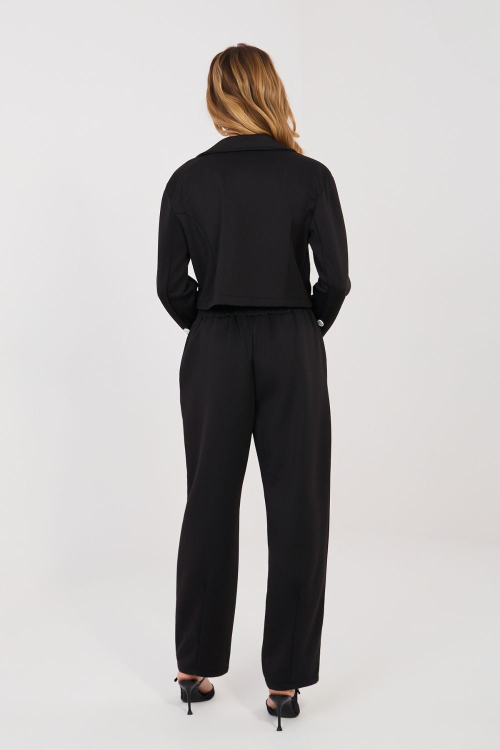 Rue Paris Black High Waisted Long Sleeve Co-Ord Set - view 3