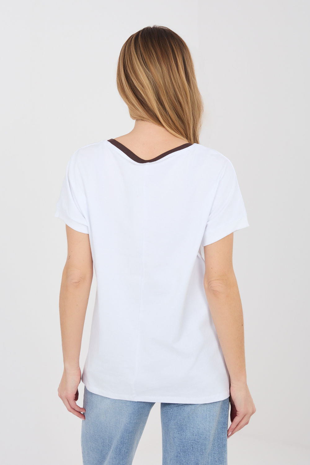 Relevance Ecru Sequin Short Sleeve Blouse - view 3
