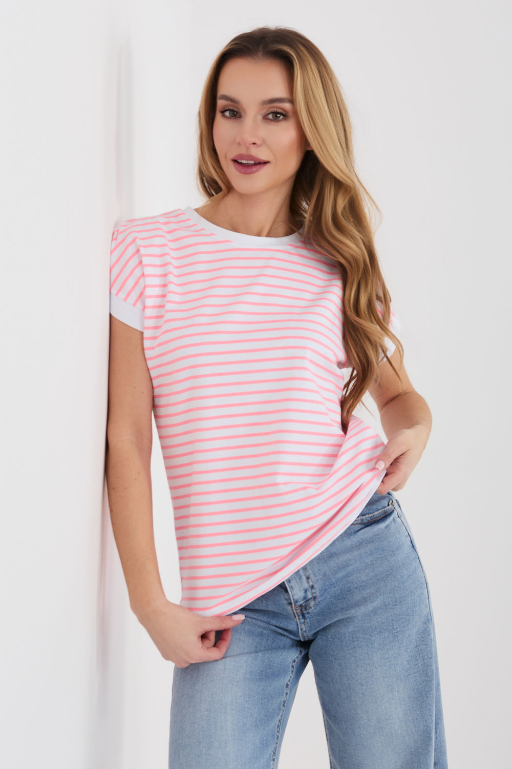 Relevance Pink Striped Short Sleeve T-Shirt - view 4