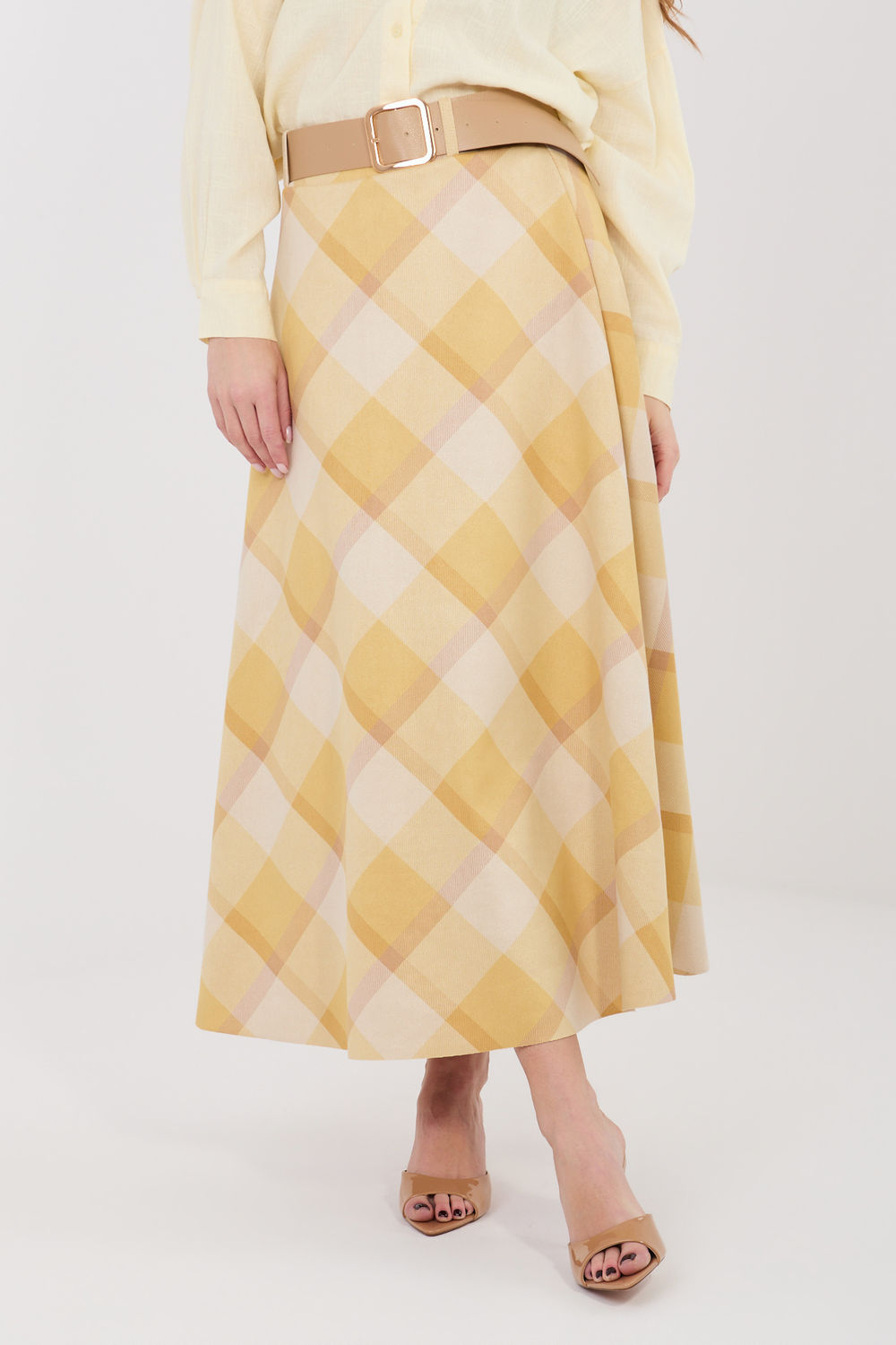Italy Moda Yellow Flared Maxi Skirt - view 2