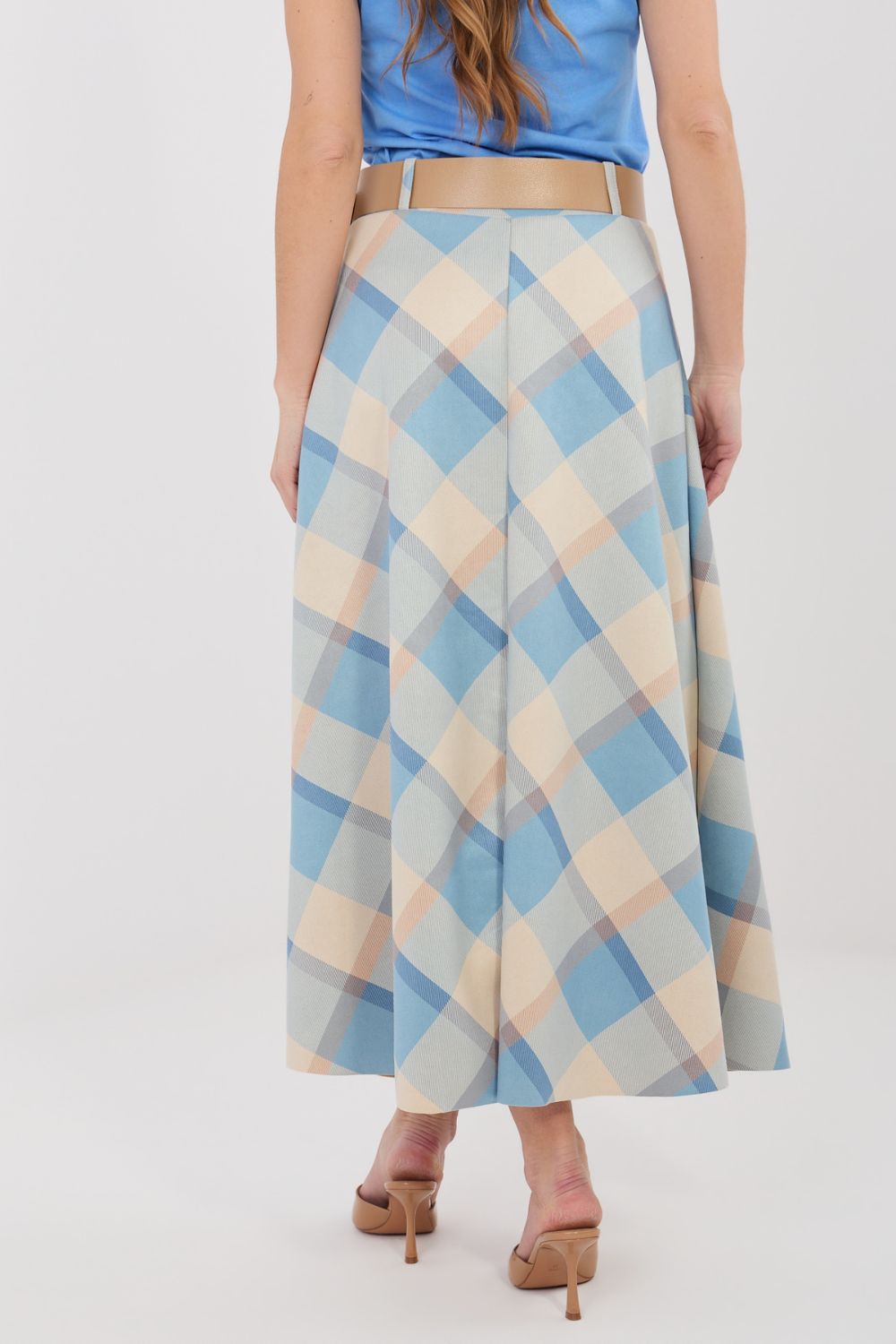 Italy Moda Blue Flared Maxi Skirt - view 4