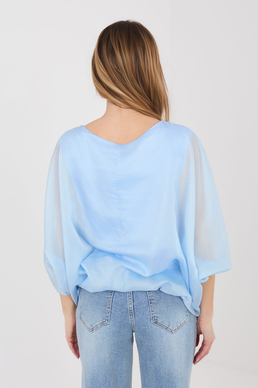 Italy Moda Light Blue Round Neck Blouse - view 3