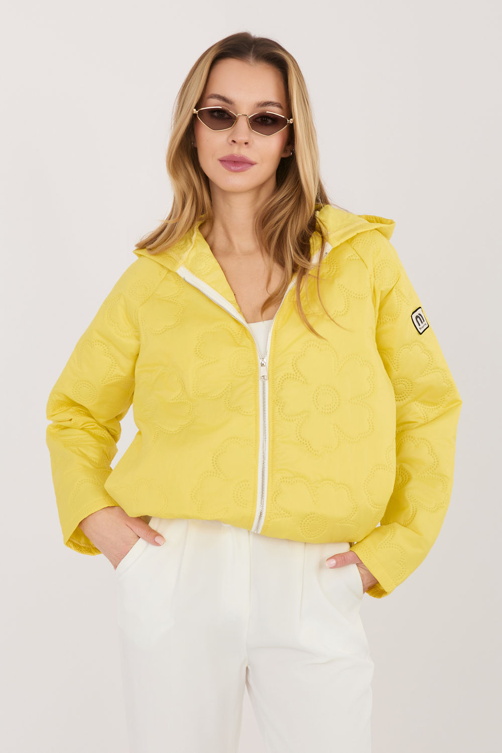 Rue Paris Yellow Hooded Zip Up Jacket