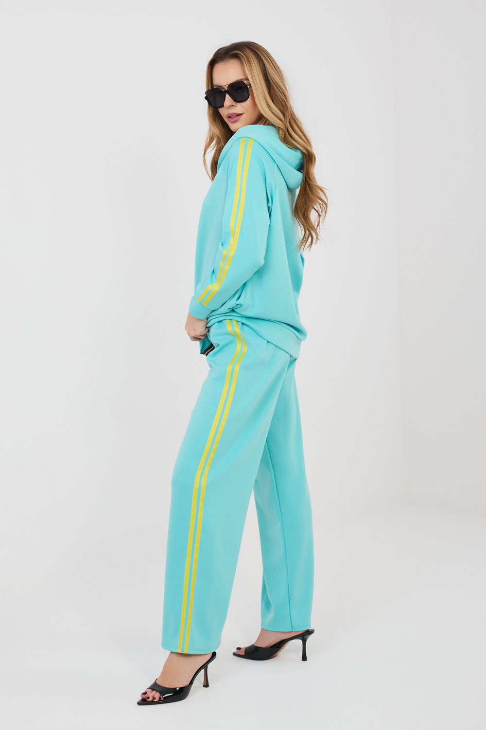 Rue Paris Turquoise Striped Wide Leg Co-Ord Set - view 2