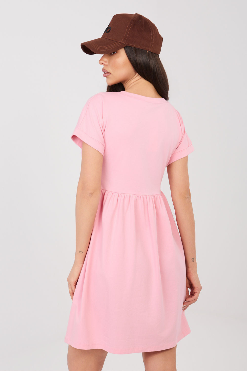 Rue Paris Light Pink Flared Short Sleeve Dress - view 3