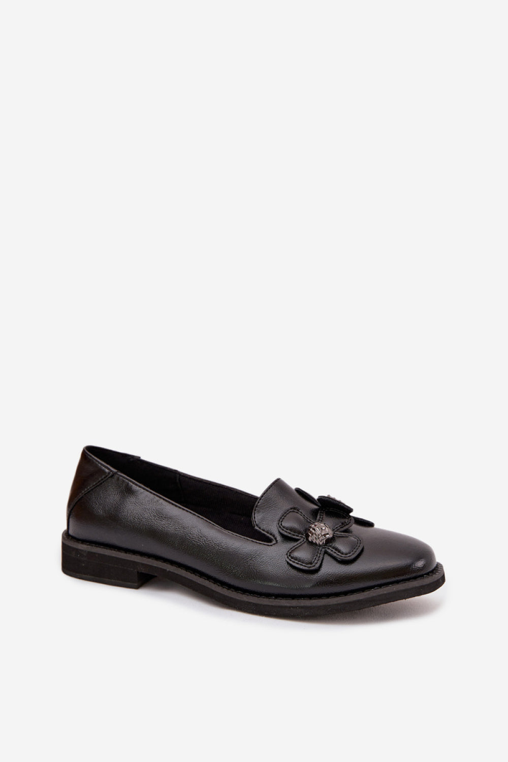 Step In Style Tavillette Black Faux Leather Flat Shoes - view 2