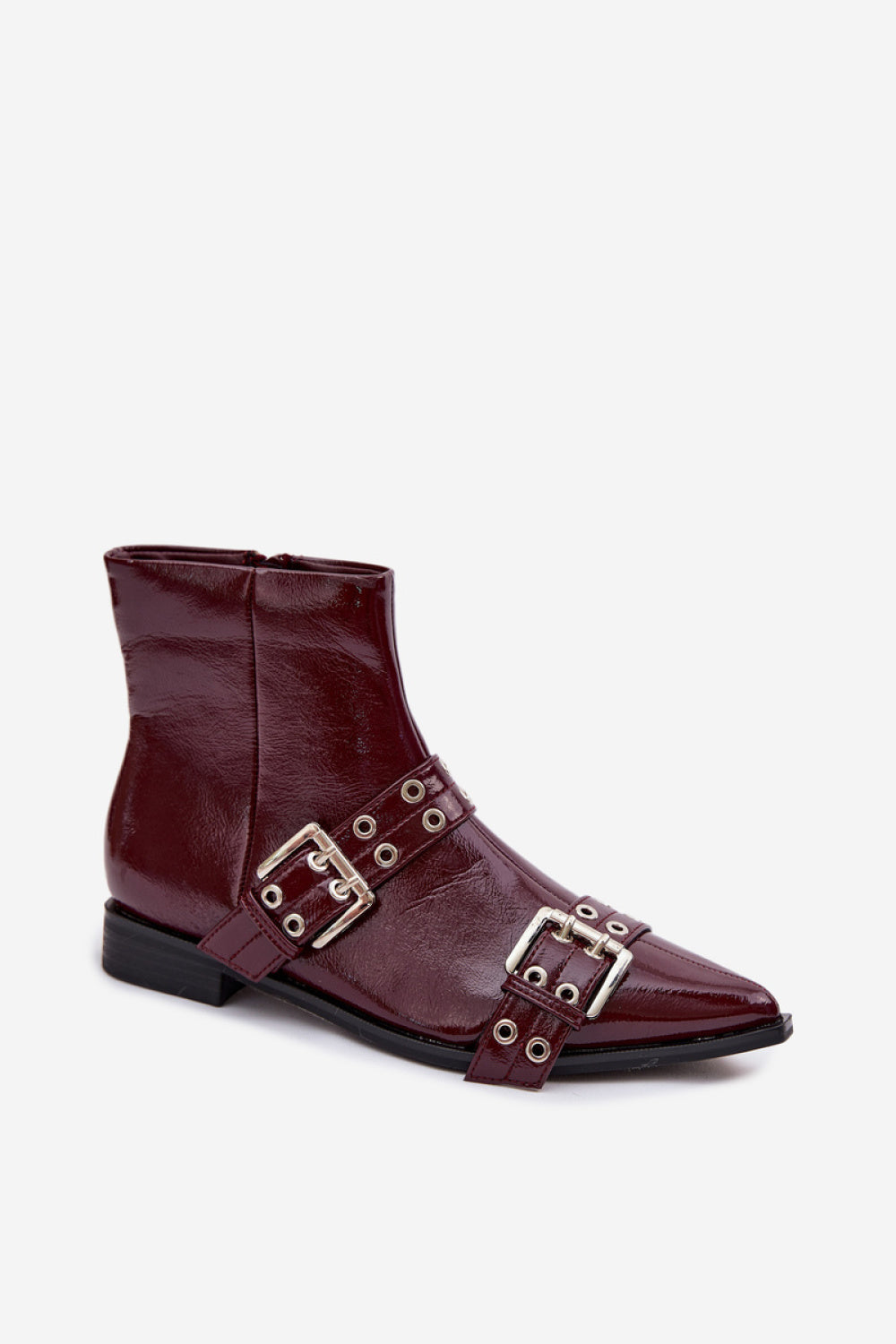 Step In Style Hamira Burgundy Faux Leather Flat Boots - view 2