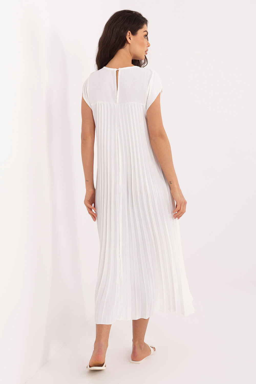 Rue Paris Ecru Midi Pleated Dress - view 2