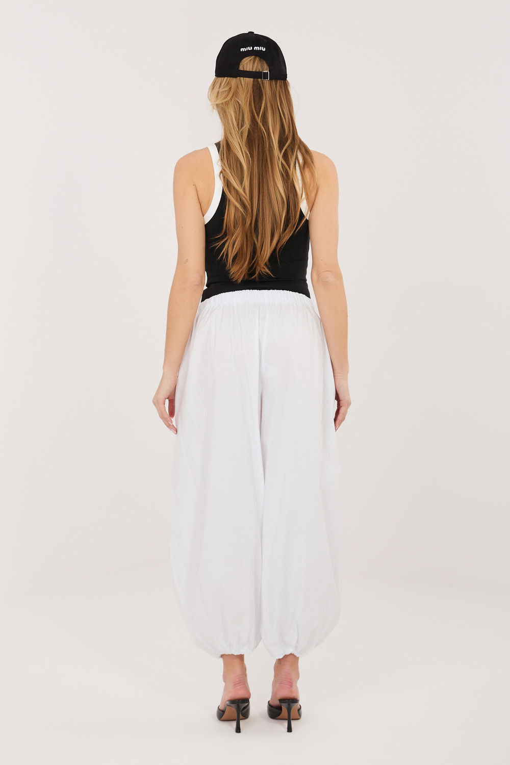 Rue Paris White High Waisted Cotton Trousers - view 3