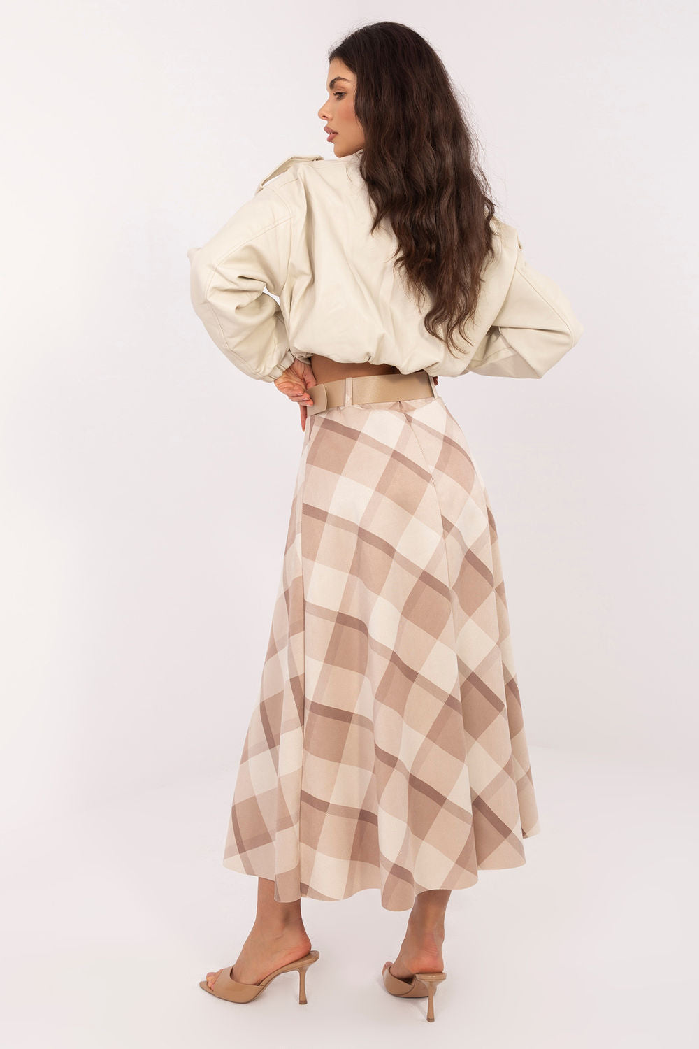 Italy Moda Beige Flared Maxi Skirt - view 3