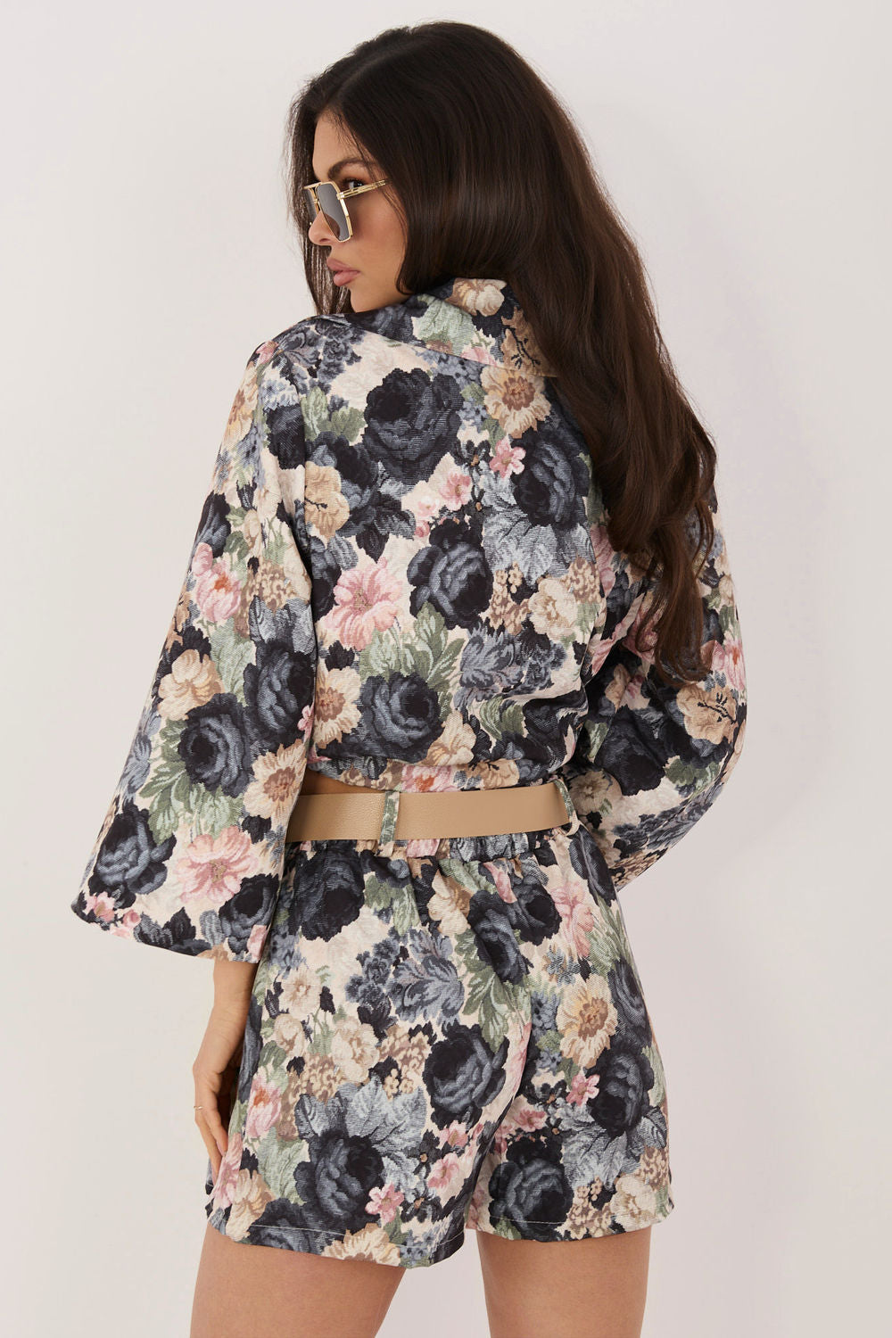 Italy Moda Black Floral Pleated Skort - view 3