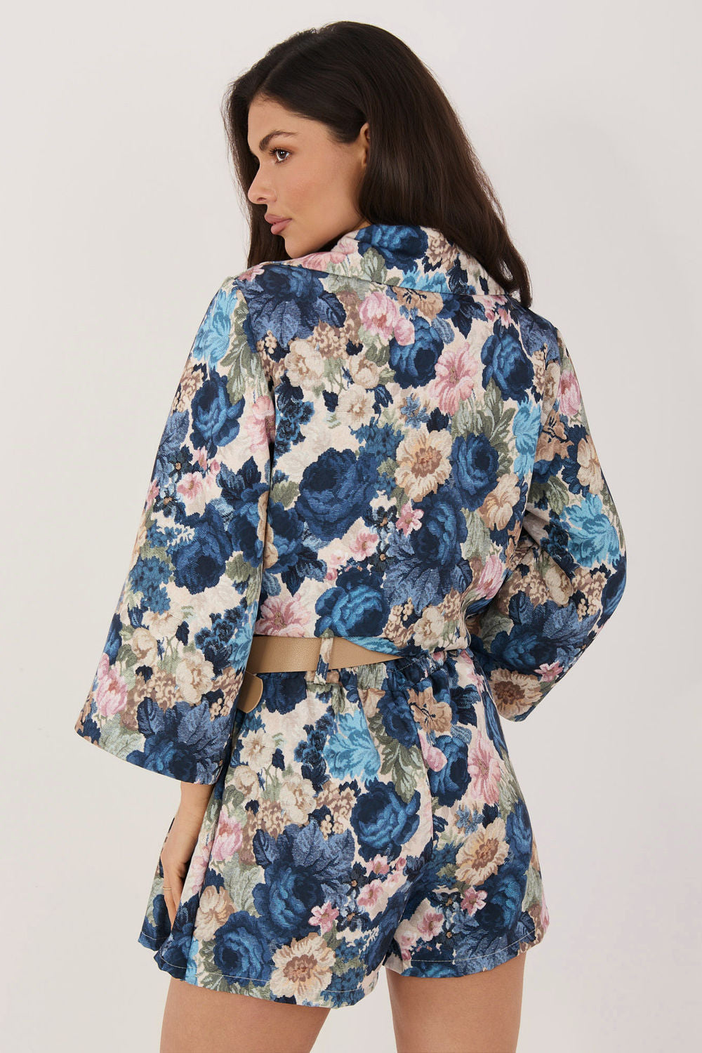 Italy Moda Dark Blue Floral Pleated Skort - view 3