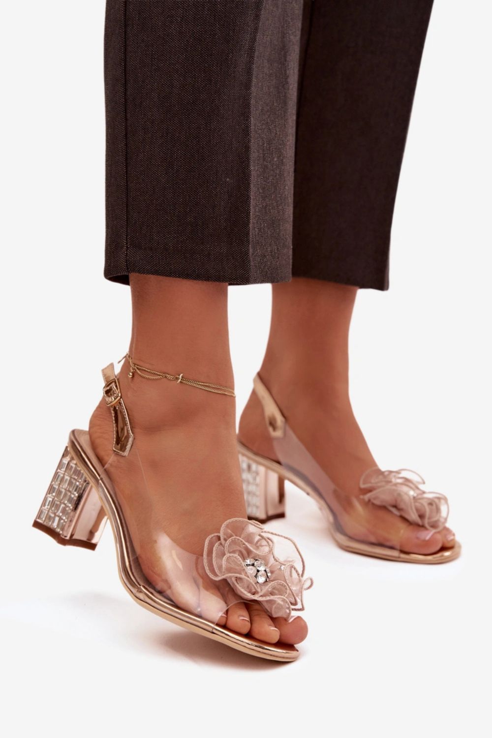Step In Style Gold Heeled Sandals - view 2