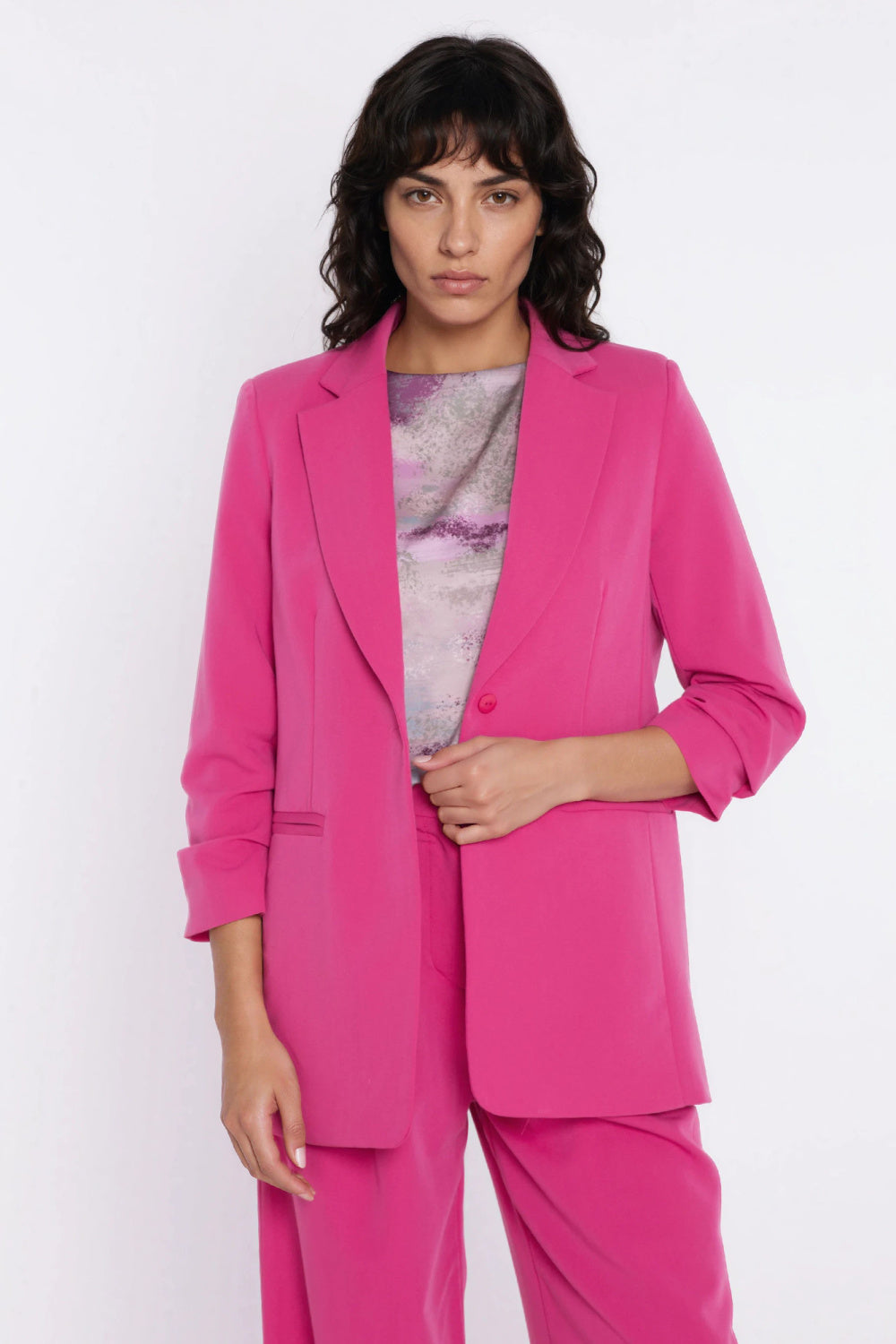 Nife Pink Pleated Jacket