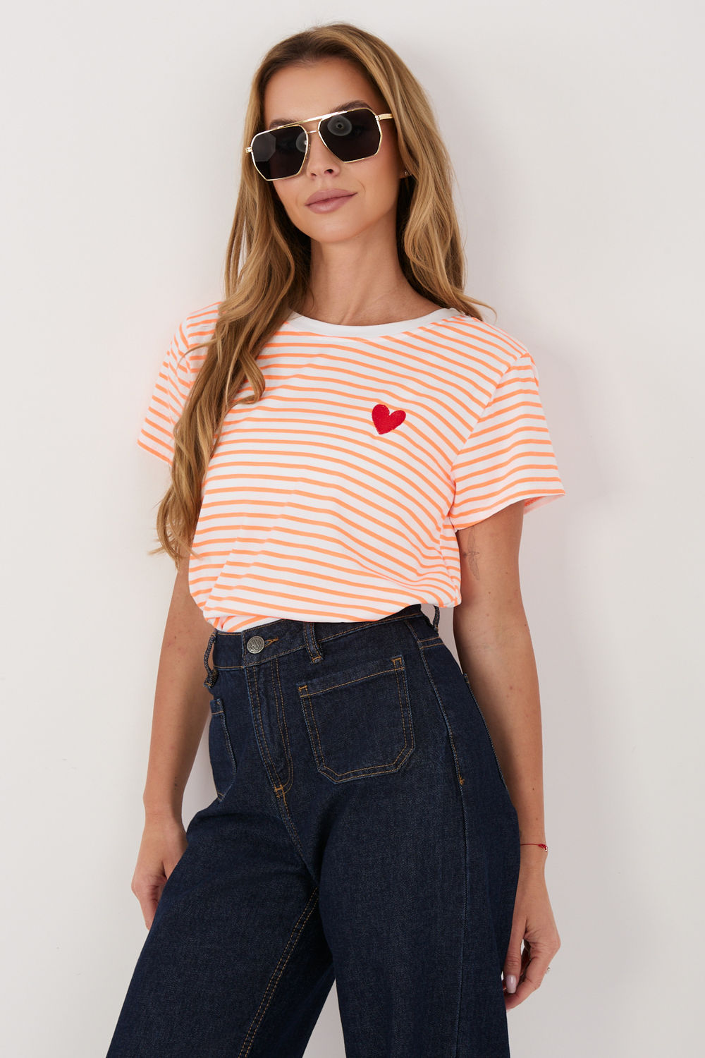 Italy Moda White Striped Short Sleeve T-Shirt - view 3