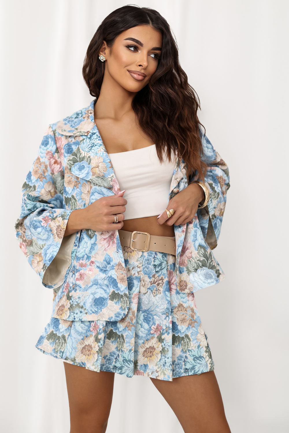 Italy Moda Light Blue Floral Jacket - view 4
