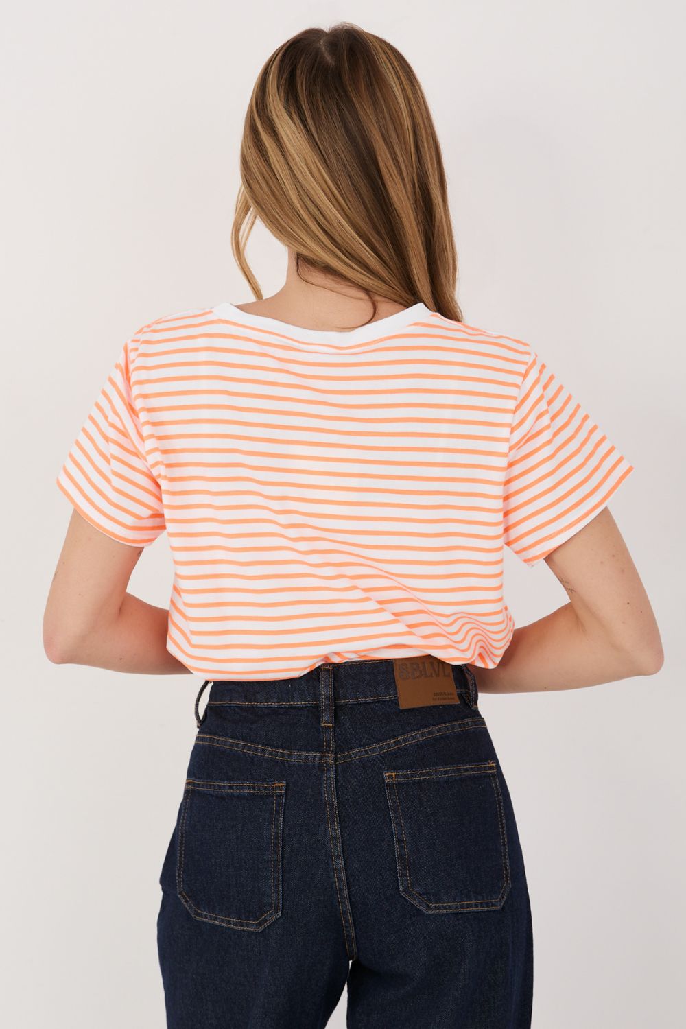 Italy Moda White Striped Short Sleeve T-Shirt - view 4