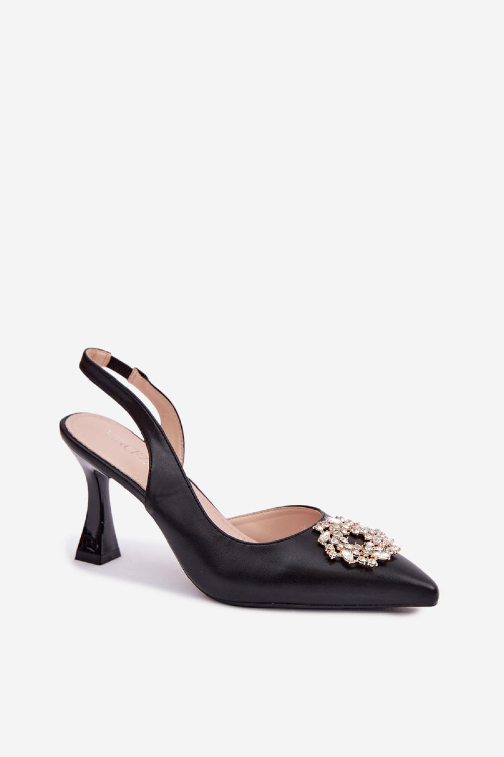 Step In Style Vinceza Black Slim Fit Faux Leather Heeled Sandals - view 2