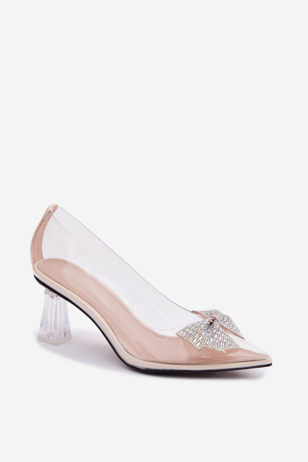 Step In Style Vinceza Beige Leather Block Heel Court Shoes - view 2
